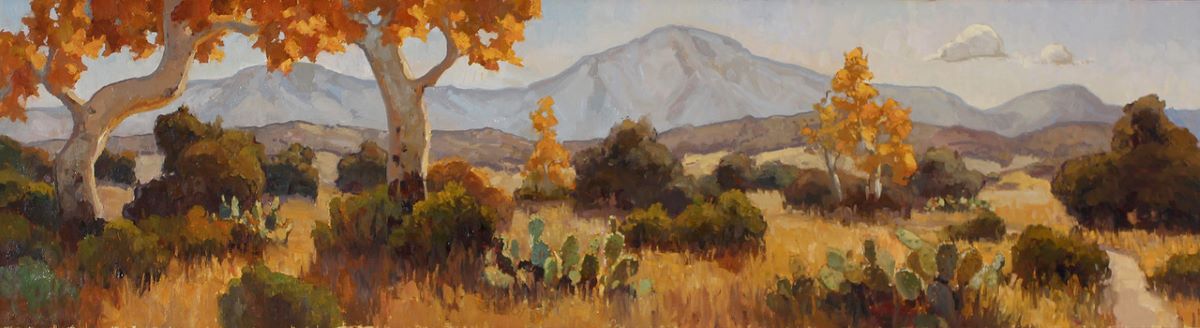 JIM WODARK - LOS PENASQUITOS TRAIL JIM WODARK - LOS PENASQUITOS TRAIL - OIL ON LINEN - 44 X 12