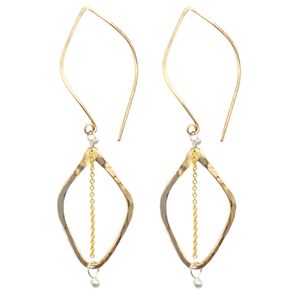 YED OMI - GOLD FILL HOOKED LEAF TASSEL EARRINGS - GOLD