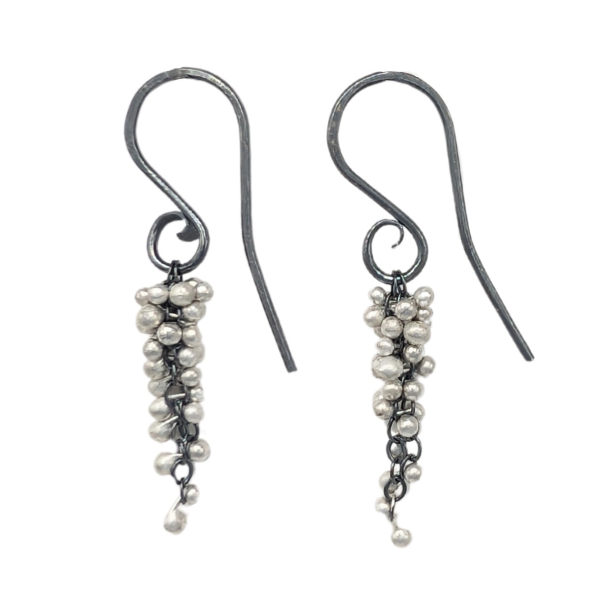YED OMI - OXIDIZED WISTERIA CAVIAR EARRINGS - STERLING SILVER