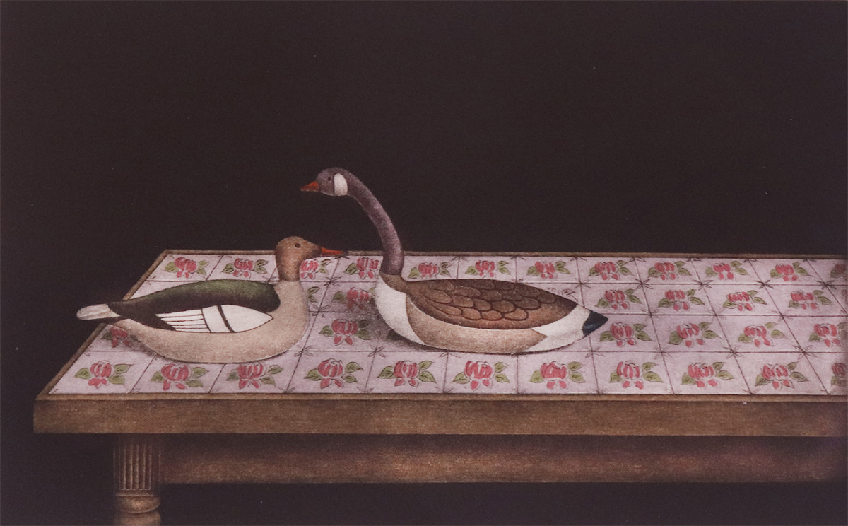 TOMOE YOKOI - DECOY DUCKS - MEZZOTINT - 11 X 7