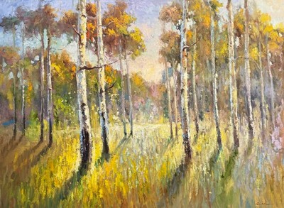 EBRAHIM AMIN - ASPEN ROMANCE - OIL ON CANVAS - 48 X 36