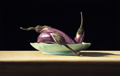 JOHN ARBUCKLE - EGGPLANTS ON CELADON - ARCHIVAL PRINT - 18 X 11.5