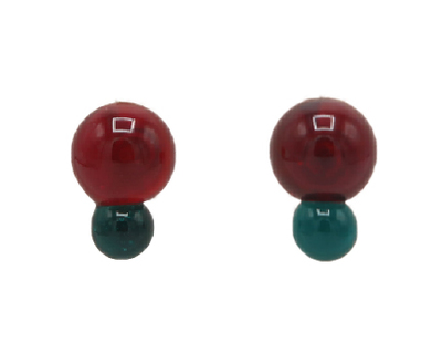 KRISTA BERMEO - DOUBLE GLOBE RED/GREEN EARRINGS - GLASS