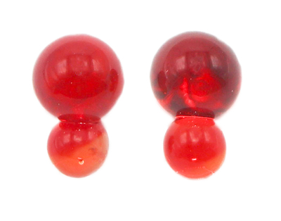 KRISTA BERMEO - RED/ORANGE DOUBLE GLOBE EARRINGS - GLASS