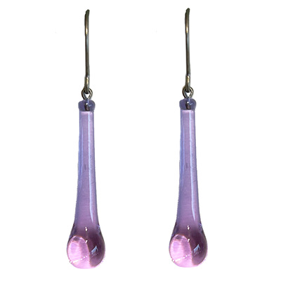 KRISTA BERMEO - SMALL LAVENDER TEARDROPS, TITANIUM - GLASS