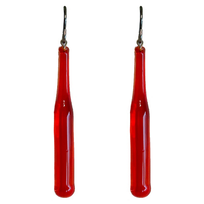 KRISTA BERMEO - RED SODA BOTTLE DANGLES, OXIDIZED STERLING EAR HOOKS - GLASS