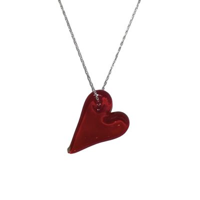 KRISTA BERMEO - LARGE RED HOLE IN MY HEART NECKLACE - GLASS