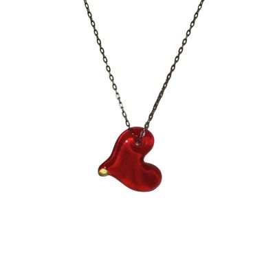 KRISTA BERMEO - OXIDIZED CHAIN HOLE IN MY HEART NECKLACE - GLASS