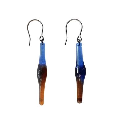 KRISTA BERMEO - BLUE & ORANGE LAVA LAMP EARRINGS KRISTA BERMEO - BLUE & ORANGE LAVA LAMP EARRINGS - GLASS