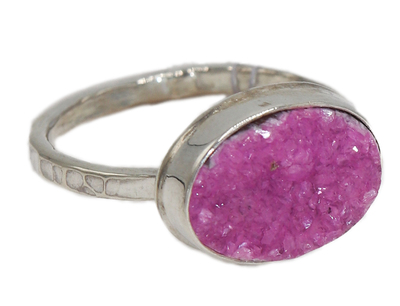 MICHELENE BERKEY - PINK DRUSY RING - STERLING & GEMSTONE