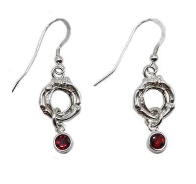 MICHELENE BERKEY - STERLING SILVER EARRING W/ GARNET - STERLING & GEMSTONE