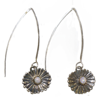 MICHELENE BERKEY - DAISY EARRINGS, 14K WITH OPAL - STERLING & GEMSTONE