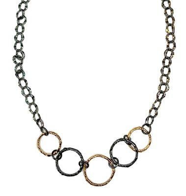 MICHELENE BERKEY - FIVE TWIG NECKLACE OXID STERLING, 14K VERMEIL - STERLING SILVER