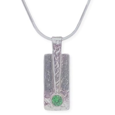 MICHELENE BERKEY - RECTANGLE PENDANT NECKLACE - CHROME DIOPSIDE - STERLING & GEMSTONE