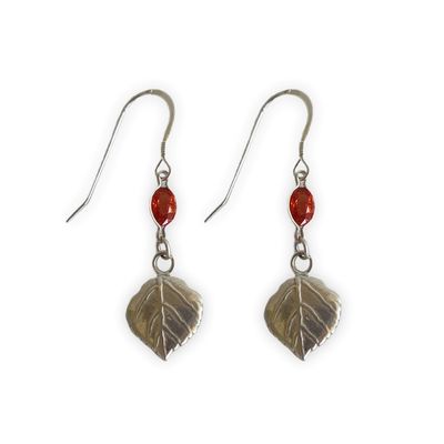 MICHELENE BERKEY - ASPEN LEAF & ORANGE SAPPHIRE EARRINGS - STERLING & GEMSTONE