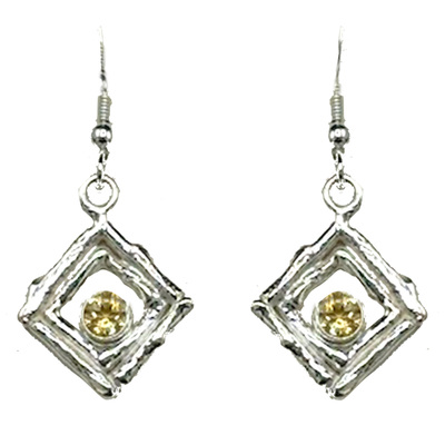 MICHELENE BERKEY - YELLOW SAPPHIRE SQUARE EARRINGS - STERLING & GEMSTONE