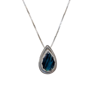 MICHELENE BERKEY - NEW ZEALAND PAUA SHELL NECKLACE - STERLING SILVER