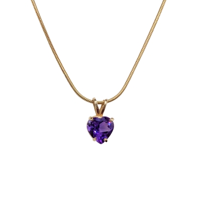 MICHELENE BERKEY - AMETHYST HEART ON GOLD FILLED 14K CHAIN - STERLING SILVER