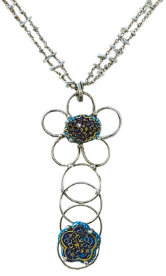 HOURI BORJIAN - STERLING SILVER NECKLACE WITH HANDPAINTED BONE - STERLING SILVER