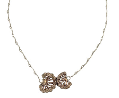 HOURI BORJIAN - BRONZE DANDELION NECKLACE W/ SILVER CHAIN - MIXED MEDIA