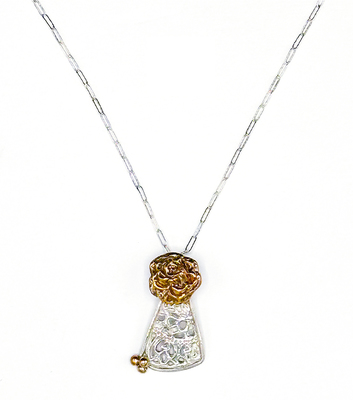 HOURI BORJIAN - BRONZE DETAIL AND STERLING PENDANT NECKLACE - STERLING SILVER& BRONZE