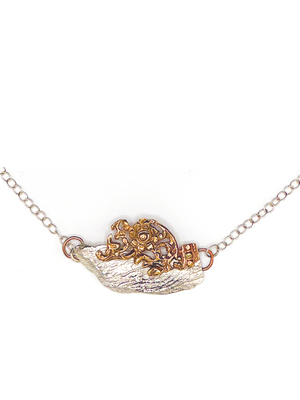 HOURI BORJIAN - SILVER AND BRONZE LACE PENDANT NECKLACE - STERLING & BRONZE