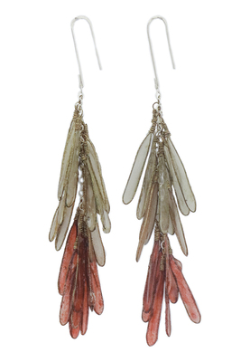 MELANIE BRAUNER - LG DRAGONFLY EARRINGS, CORAL OMBRE - MIXED MEDIA
