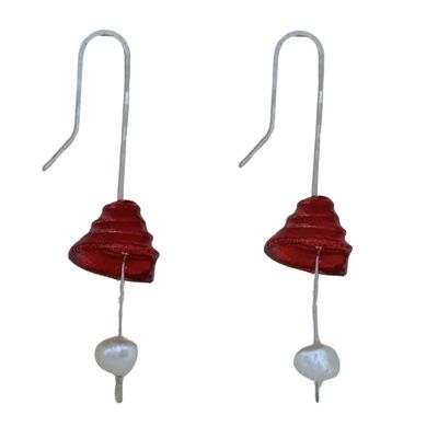 MELANIE BRAUNER - RED PISTIL EARRINGS - STERLING SILVER