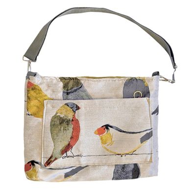 PATT BUCHANAN - LG BIRD ZIPPERED TOTE BAG - FIBER