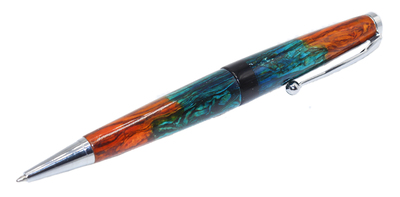 TOM BORUSKY - HEMPWOOD PEN - TEAL/GRN/YELL - WOOD