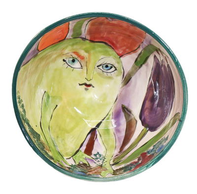 MARIA COUNTS - BOWL WITH FROG - CERAMIC - 6 X 3 X 6
