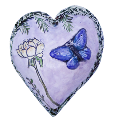 MARIA COUNTS - BUTTERFLY & ROSE HEART - CERAMIC - 5 X 1 X 5.5