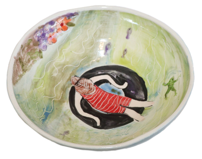 MARIA COUNTS - GOING SWIMMING, WANDA WARE BOWL - CERAMIC - 6 x 2 x 6