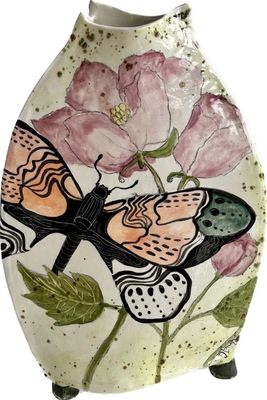 MARIA COUNTS - MOTH VASE - CERAMIC - 9.5 X 3 X 13.75