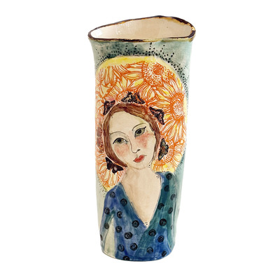 MARIA COUNTS - SUMMER VASE - CERAMIC - 4.75 X 10.25 X 3.50