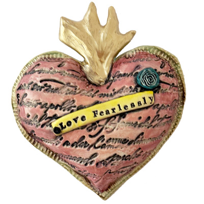 MARIA COUNTS - LOVE FEARLESSLY GOLD FIRE HEART - CERAMIC