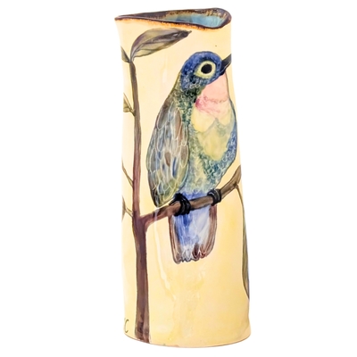 MARIA COUNTS - BLUEBIRD YELLOW VASE - CERAMIC - 4 X 9.5