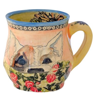 MARIA COUNTS - DOG & FLOWER MUG - CERAMIC