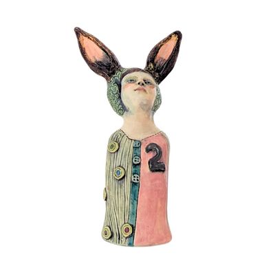 MARIA COUNTS - #2 LRG BUNNY SCULPTURE - CERAMIC - 2 X 6 X 3