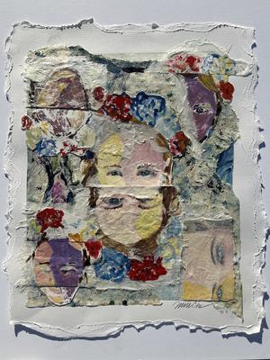 MIMI CORA - EMBRACING MYSELF - MONOPRINT WITH CHINE COLLE' - 18 x 21