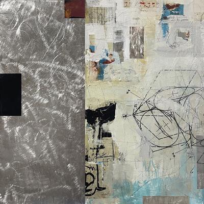 NICK CAPACI - BEYOND THE FOREST - MIXED MEDIA ON STAINLESS STEEL - 30 X 30