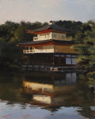 PHIL COUTURE - KINKAKU-JI - OIL ON BOARD - 8 X 10