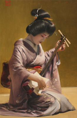 PHIL COUTURE - TOMITAE AND HER SHAMISEN PHIL COUTURE - TOMITAE AND HER SHAMISEN - OIL ON CANVAS - 21 X 31