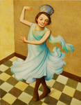 RAUL COLON - YOUNG GIRL DANCING - WATERCOLOR & PENCIL - 12.5 X 16