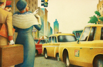 RAUL COLON - HAILING TAXI - WATERCOLOR & PENCIL - 20 X 13