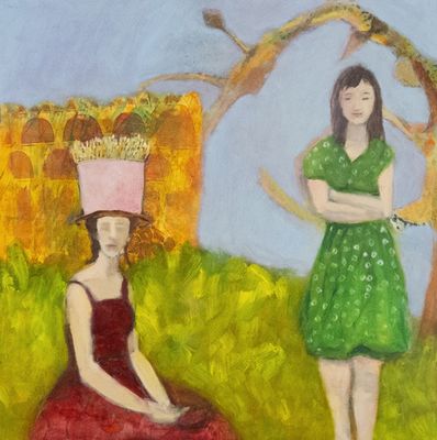 SUSAN COSTES - LET THEM EAT CAKE - OIL ON CANVAS - 24 X 24