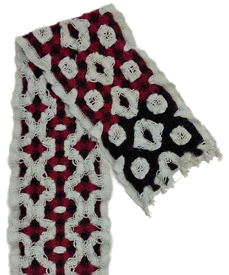 DEANNA DEEDS - LAYERED SCARF- WINE & CREAM - FIBER