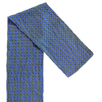 DEANNA DEEDS - COTTON & WOOL SCARF BLUE/GREEN - FIBER
