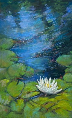 DORI DEWBERRY - LILY PAD, WHITE LILY DORI DEWBERRY - LILY PAD, WHITE LILY - PASTEL - 15 X 24