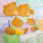 JANE DYER - BEAR FAMILY OF FOUR - WATERCOLOR - 10.5 X 10.5